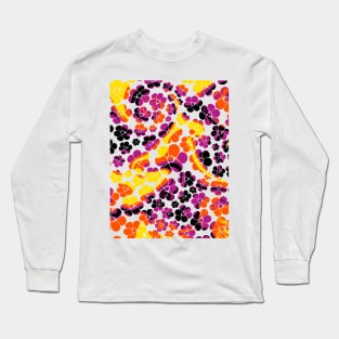 Flower Power - Black, Pink, Orange and Yellow Long Sleeve T-Shirt